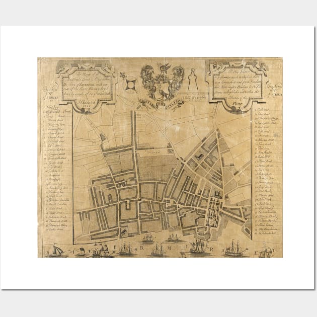 Vintage Map of Liverpool England (1725) Wall Art by Bravuramedia